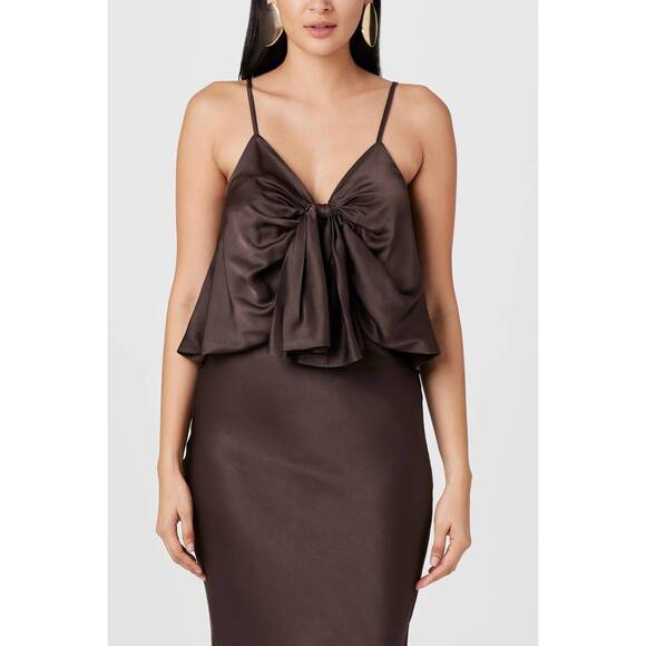 NEW TOCCIN sabrina knotted cami in espresso